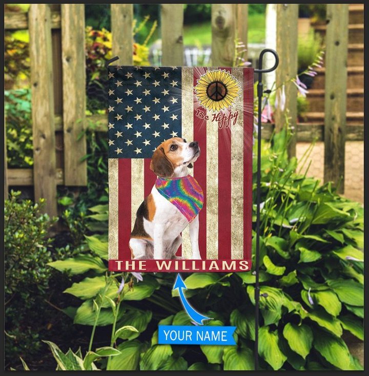 MHFCHO101 Beagle Hippie Personalized Flag
