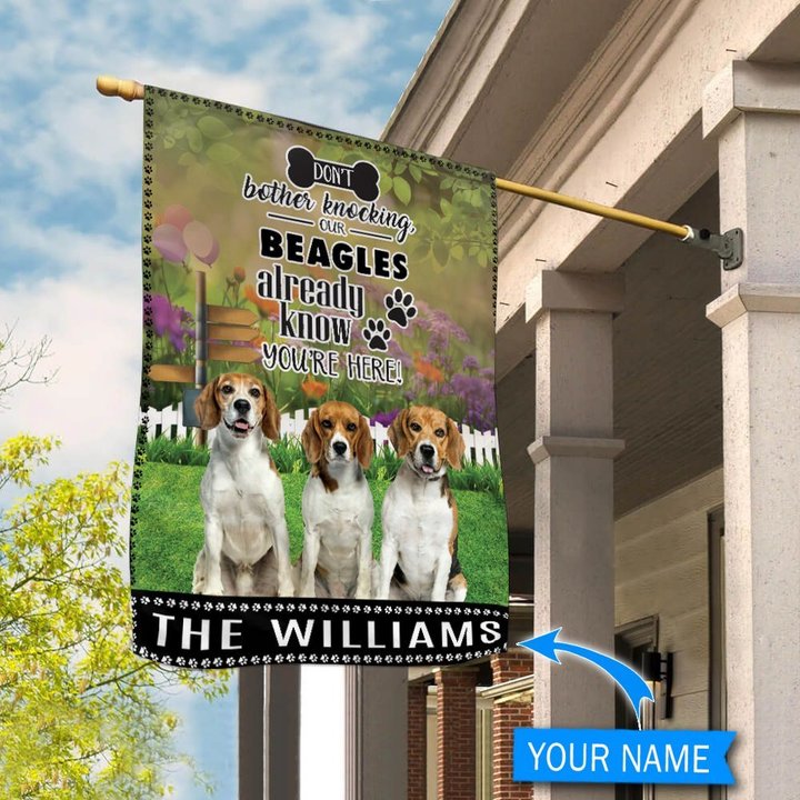BIF1423 Beagle Don't bother knocking Personalized Flag