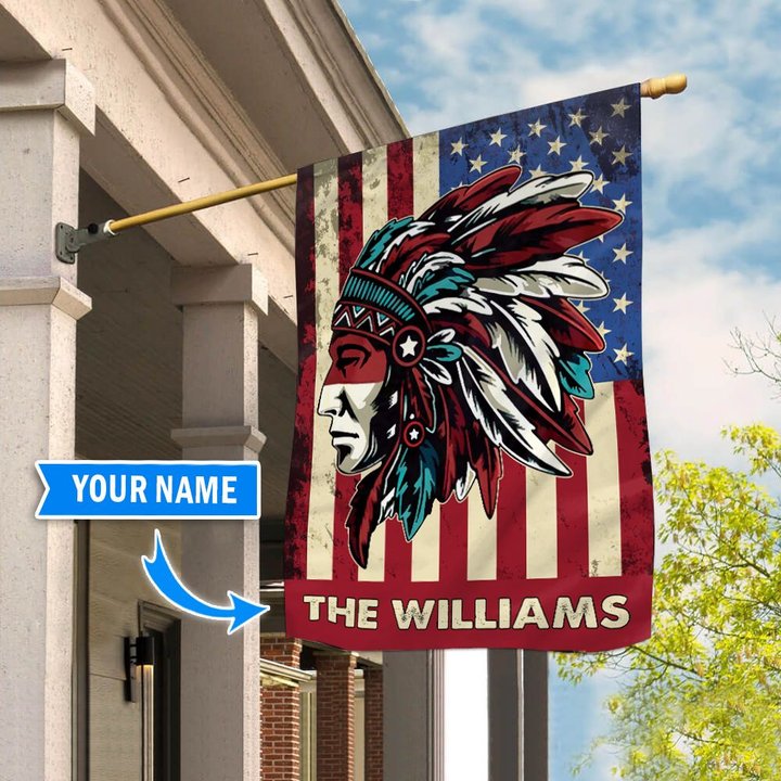 DIF14002-Native American Personalized Flag