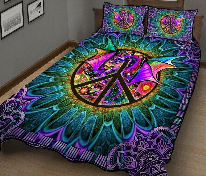DIEH5003-HIPPIE-Dragon Quilt Bed Set