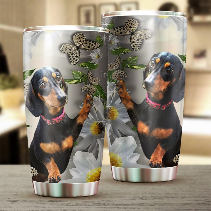 THU0106 Tumbler Dachshund Flower