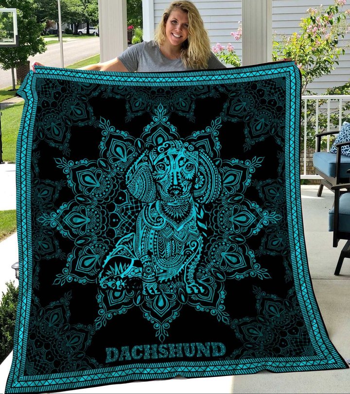 MHQD2003 Dachshund Mandala Quilt Blanket