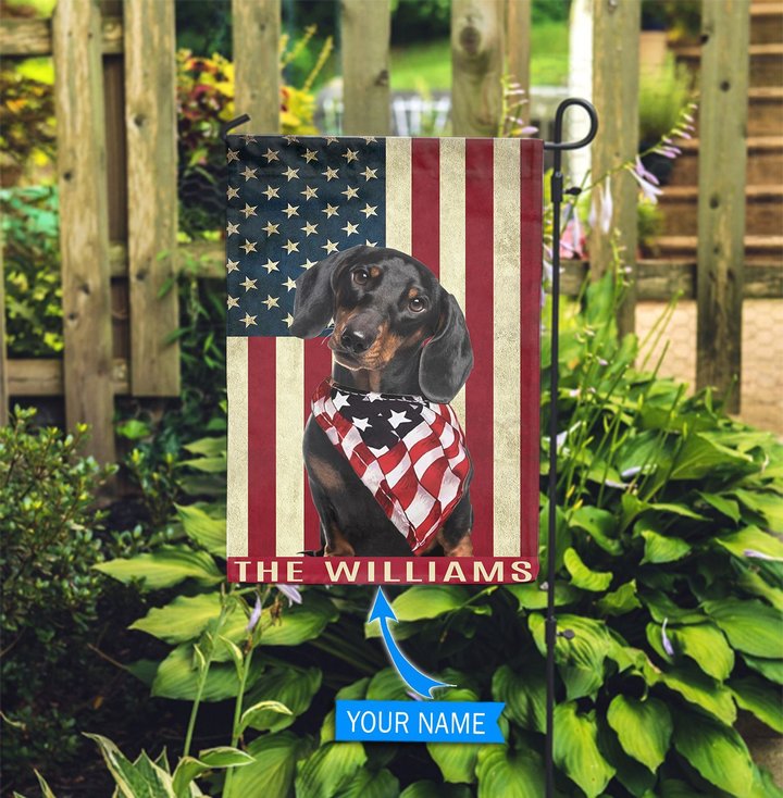 BIF0908 Black Dachshund Personalized Garden Flag