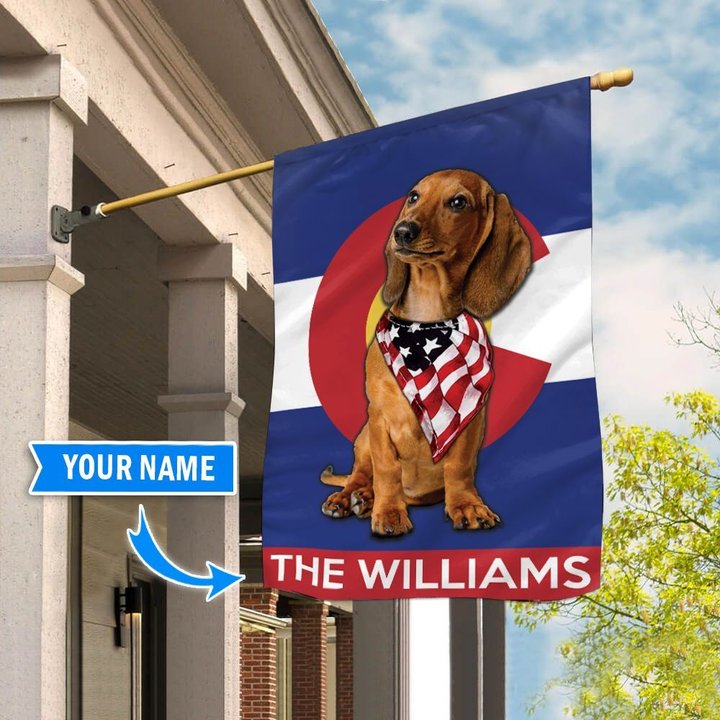 DIFDS1003-Dachshund Colorado Personalized Flag