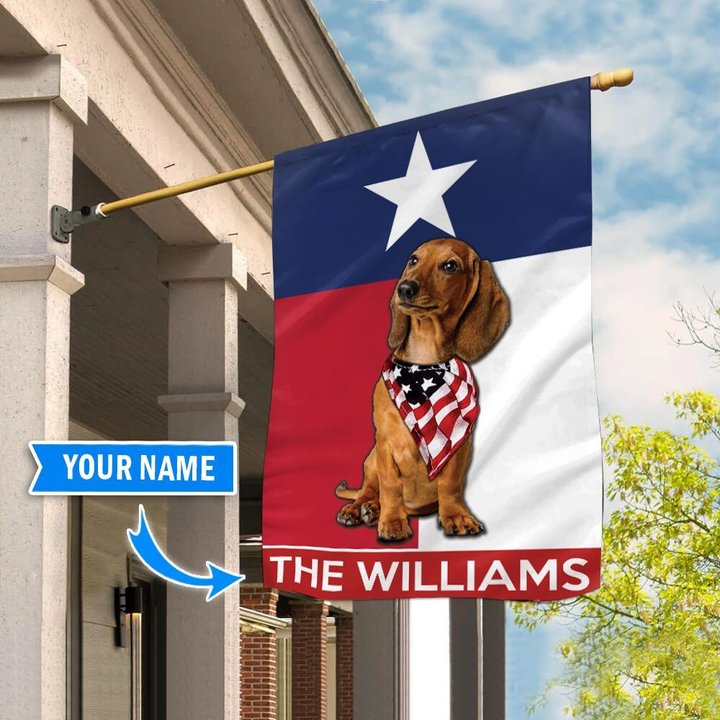 DIFDS1010-Dachshund Texas Personalized Flag