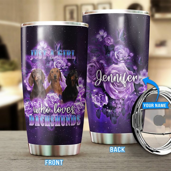 MHUCHO205 A Girl Who Loves Dachshunds Personalized Stainless Steel Tumbler