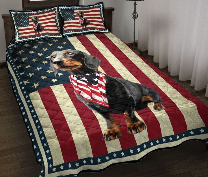 Black Dachshund Quilt Bed Set & Quilt Blanket