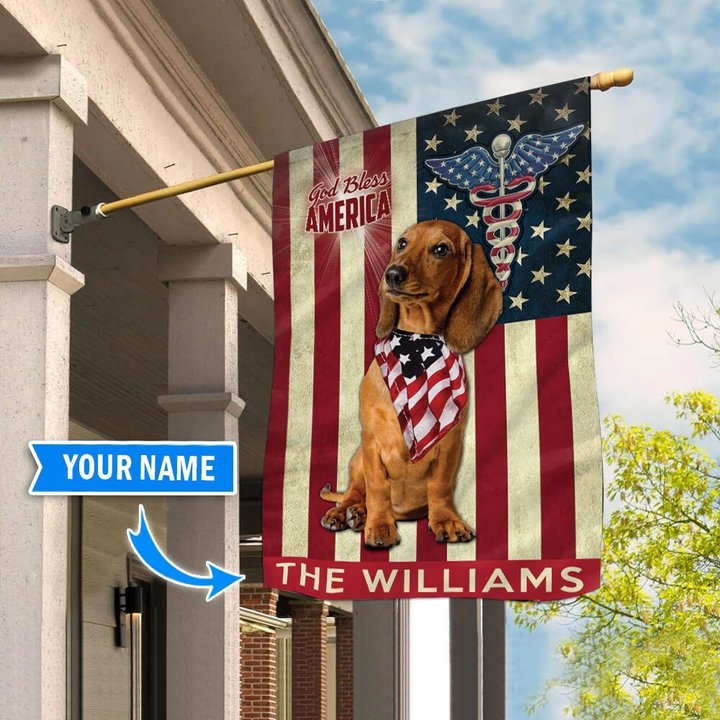 DIF7005-Dachshund-Nurses- Personalized Flag