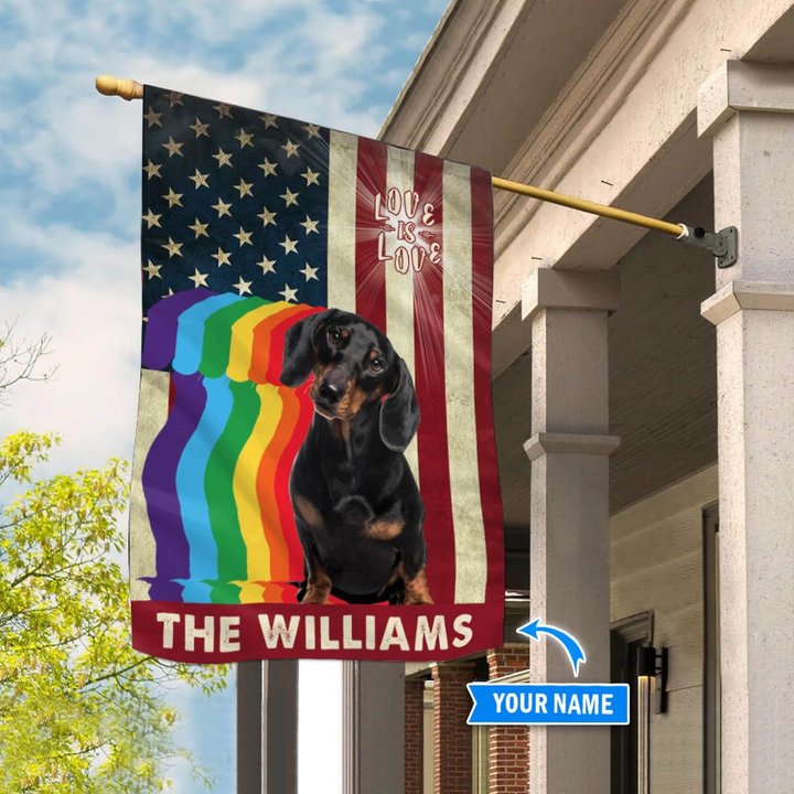 MHFCHO403 Black Dachshund LGBT Personalized Flag