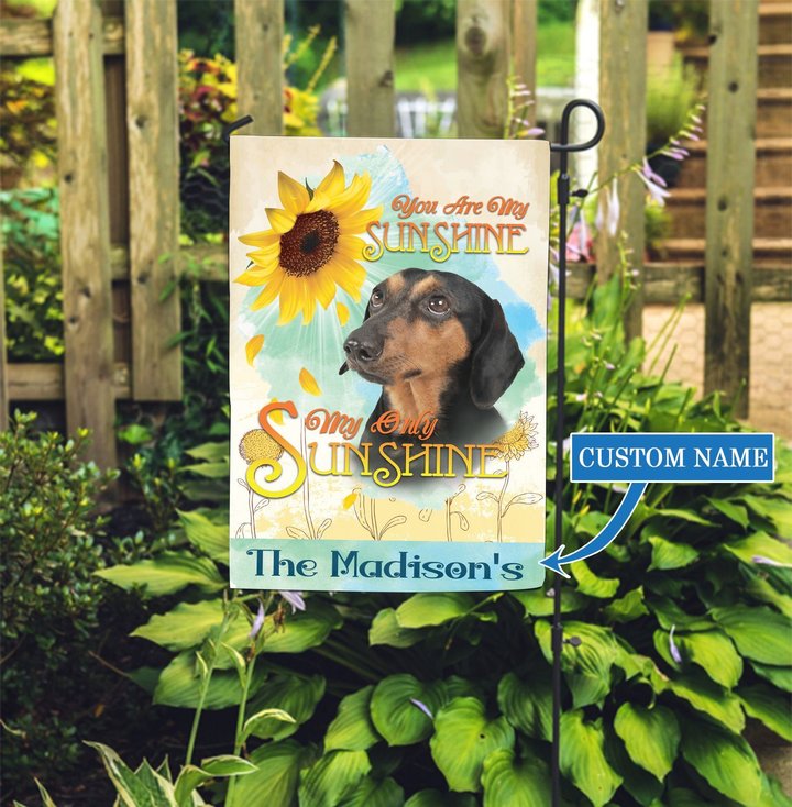 DUF0108 Dachshund Sunflower Personalized Garden Flag