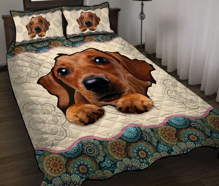 TUE4003 Dachshund Quilt Bed Set