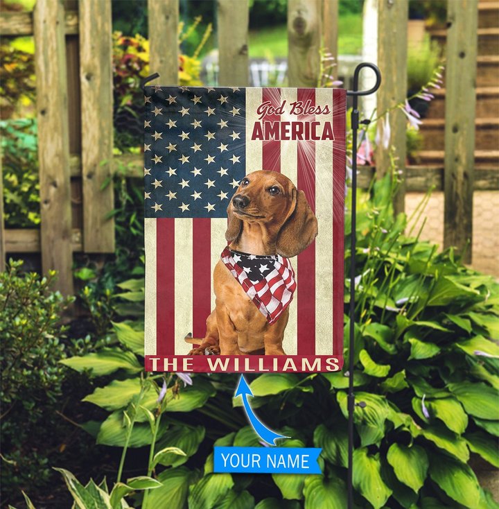 THF0146 dachshund God Bless Personalized Garden Flag