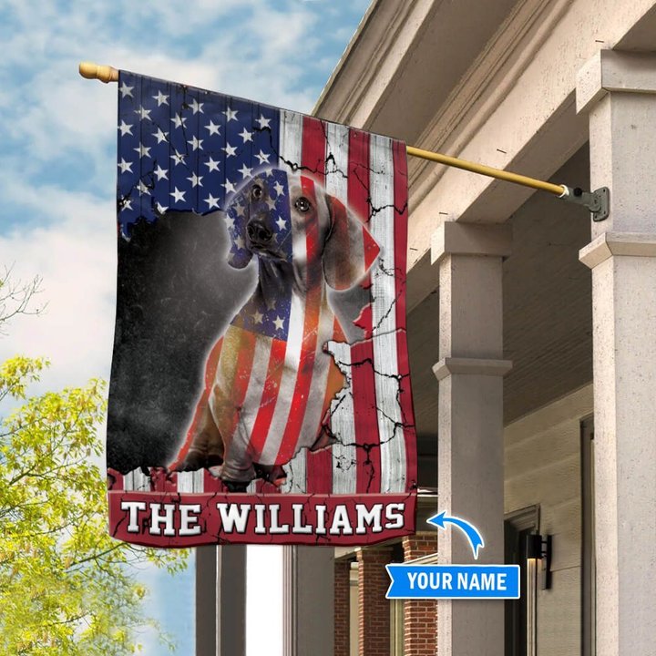 THF0257 Dachshund Personalized Flag