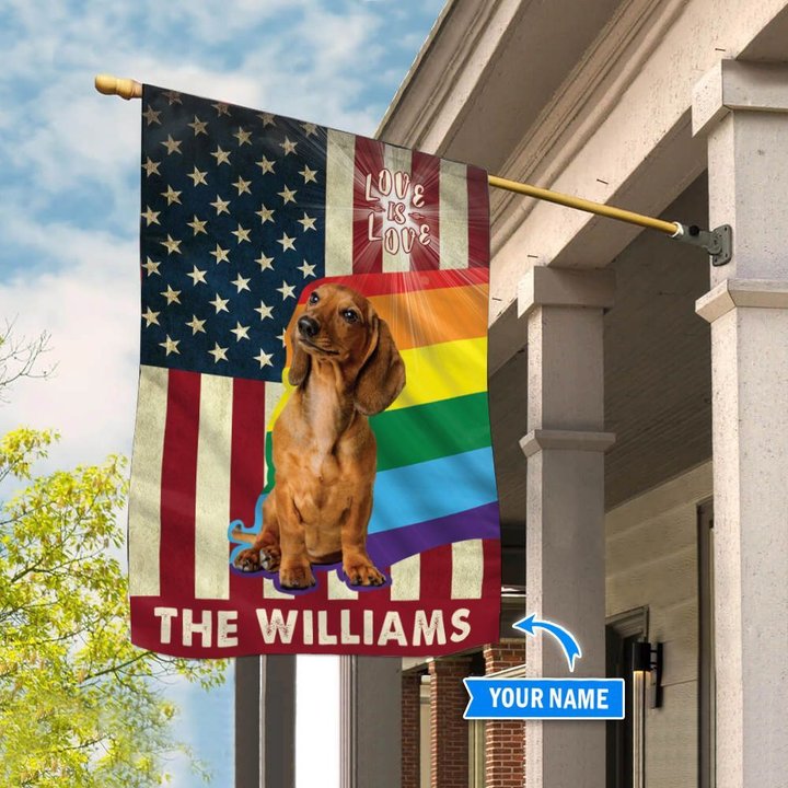 MHFCHO306 Dachshund LGBT Personalized Flag