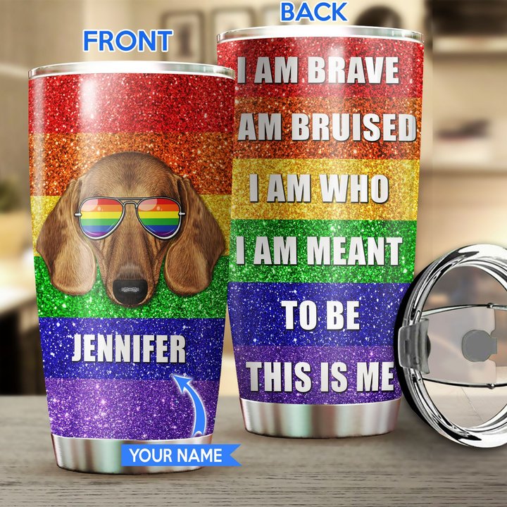MHUCHO106 Dachshund LGBT Personalized Stainless Steel Tumbler