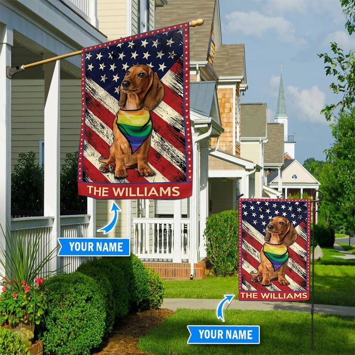DIF4014-Dachshund LGBT Personalized Flag