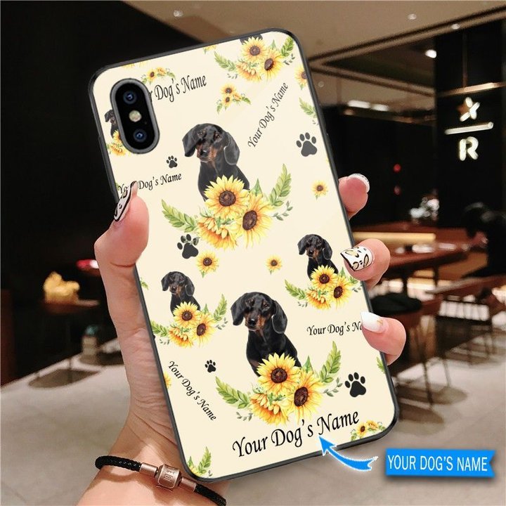 DUP1006 Dachshund Personalized Glass Phone Case