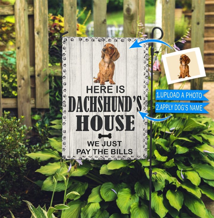 BIF2601 Here is Dachshund's House Personalized Garden Flag