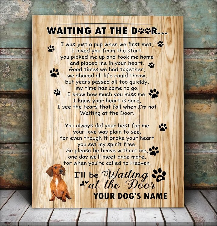 BID20070208 Dachshund Waiting At The Door Personalized Matte Canvas