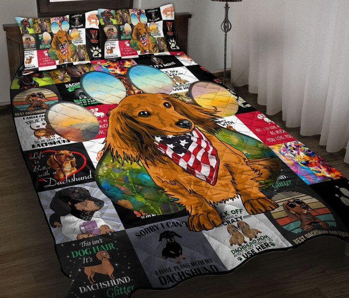 TUE4101 Dachshund Quilt Bed Set