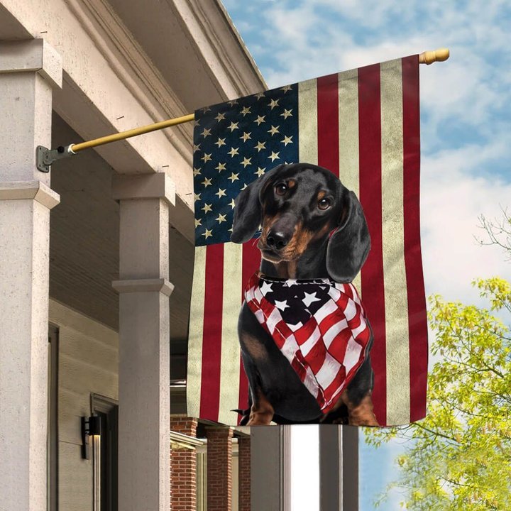 BIF1121 Black Dachshund Personalized Flag
