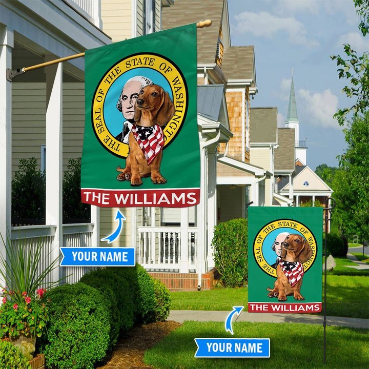 DIFDS1011-Dachshund Washington Personalized Flag
