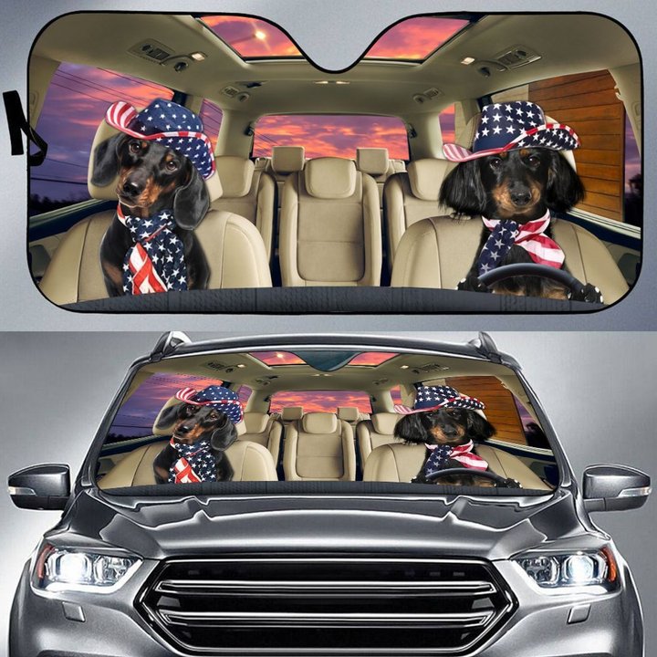 THC0109 Black Dachshund Car Sun Shade