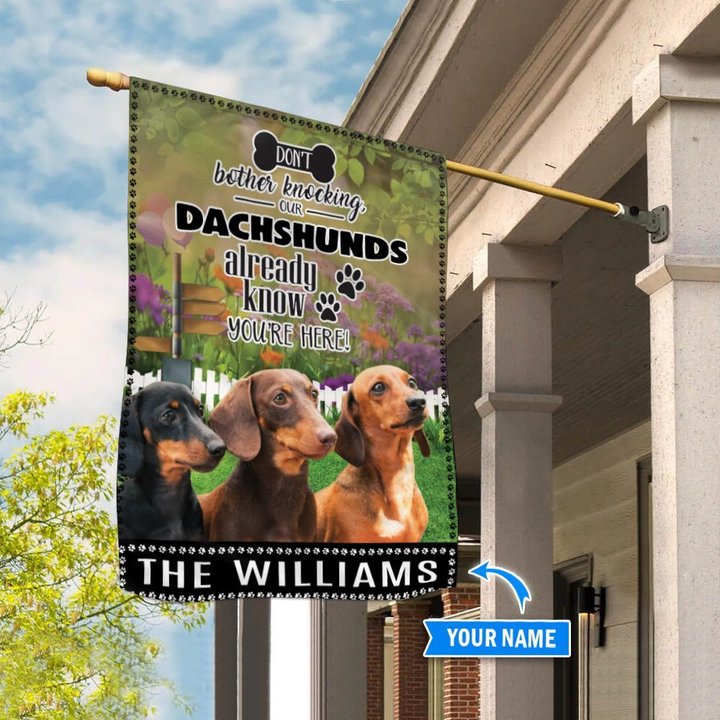 BIF1419 Dachshund Don't bother knocking Personalized Flag