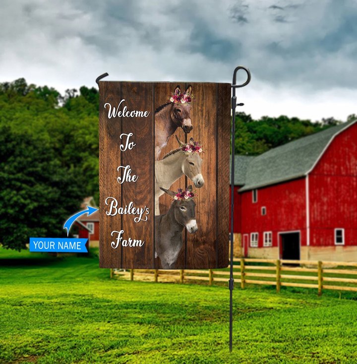 BIF20070802 Donkey Welcome To The Farm Personalized Flag