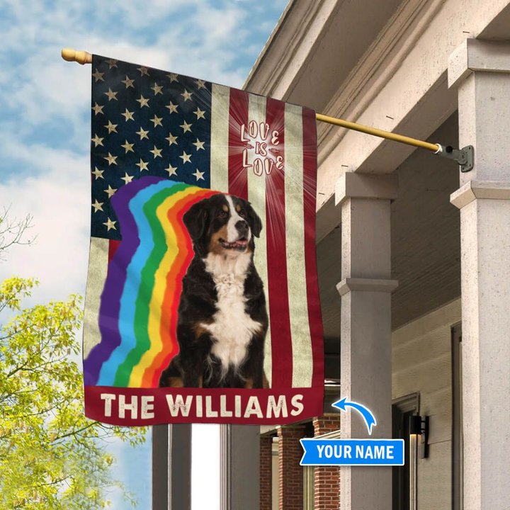 MHFCHO402 Bernese Mountain Dog LGBT Personalized Flag