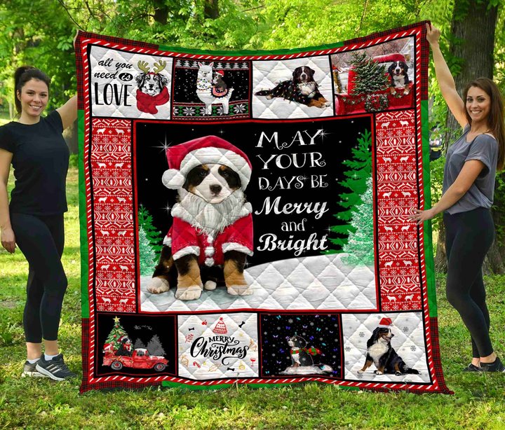 DDQ121101 Bernese Mountain Dog Xmas Quilt Blanket