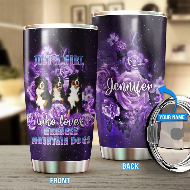 MHUCHO202 A Girl Who Loves Bernese Mountain Dogs Personalized Stainless Steel Tumbler
