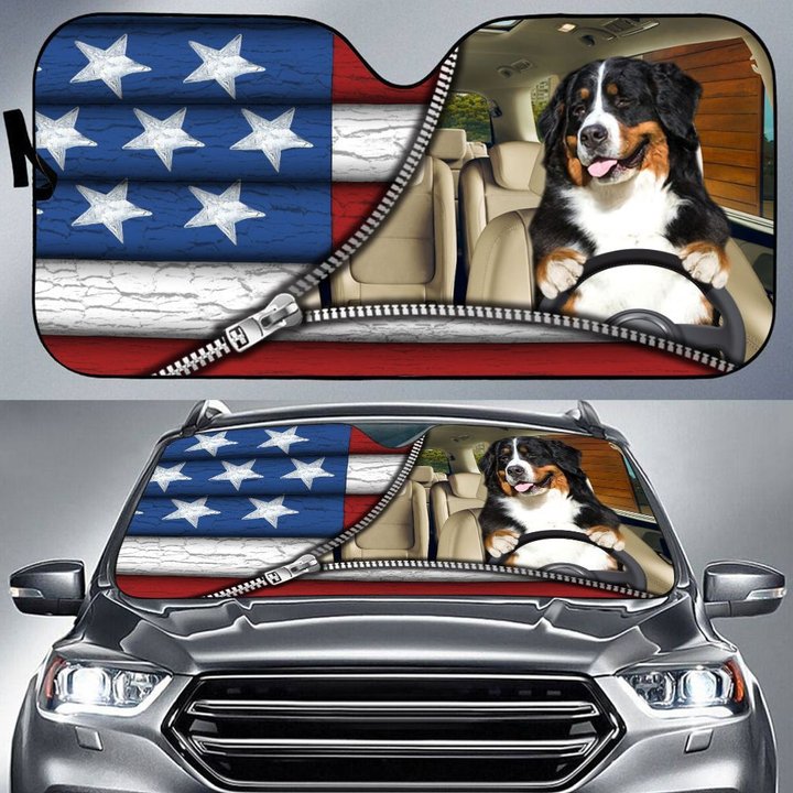 DIC4002-Bernese Mountains Car Sun shade