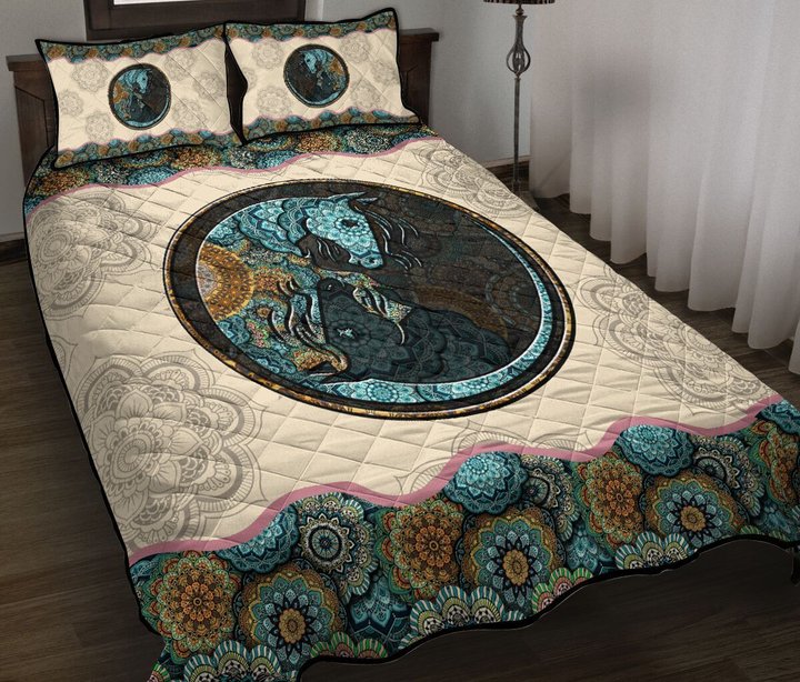 THE5056 Yin Yang dog horse Quilt Bed Set