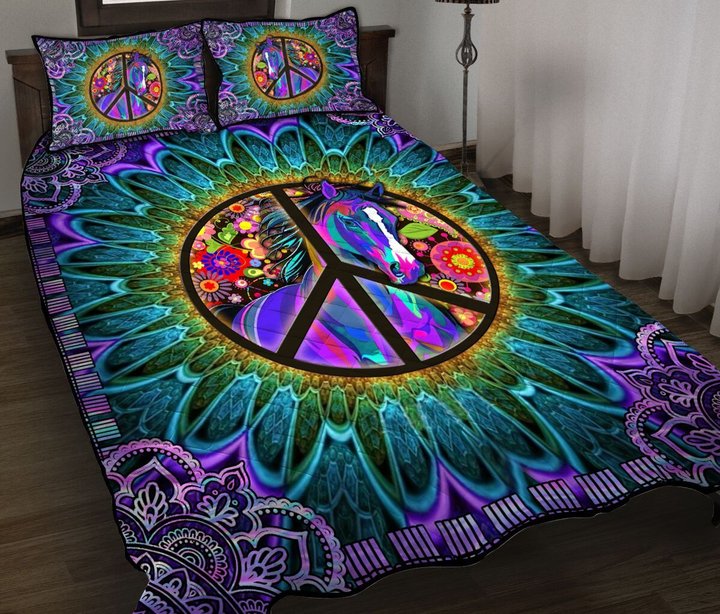 DIEH5004-HIPPIE-Horse Quilt Bed Set