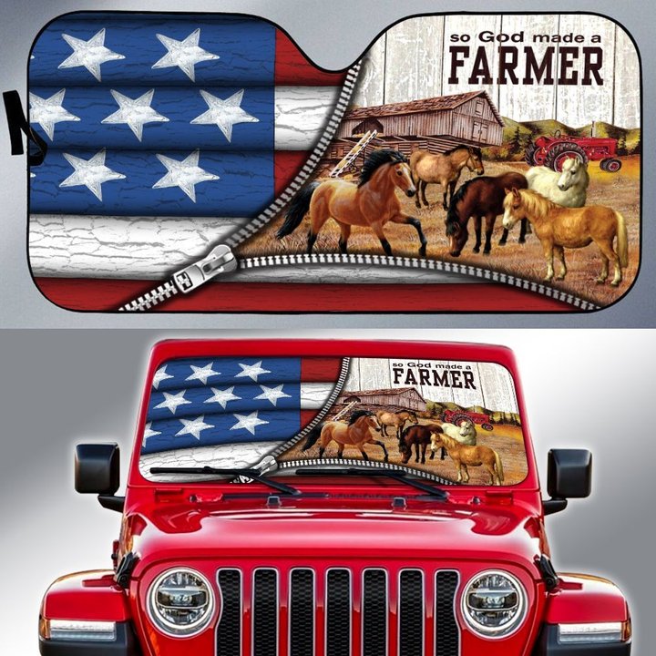 DICA2907001-Horse-so GOD made a farmer Car Sun shade