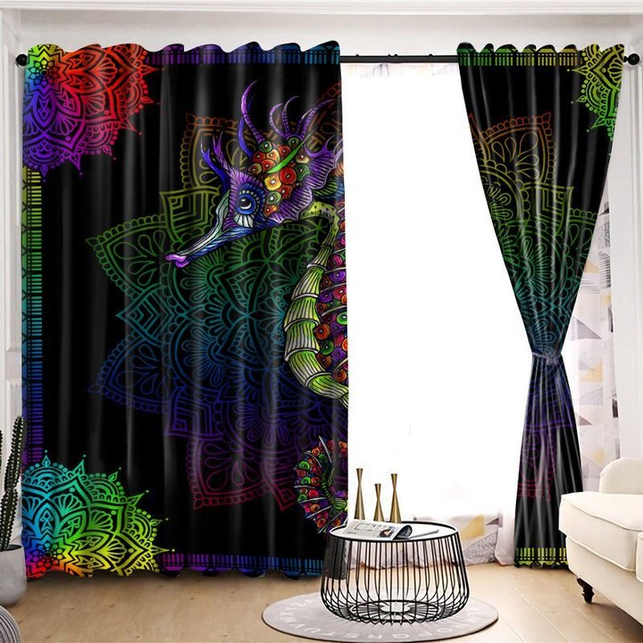 DIWA008-seahorses 1 WINDOW CURTAINS