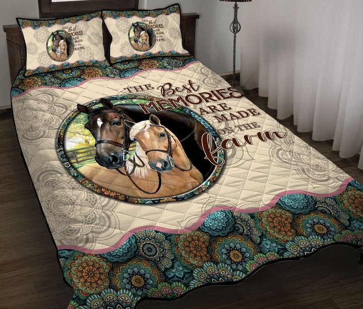 TUQ5002 TUE5002 Horse Quilt Bed Set & Quilt Blanket