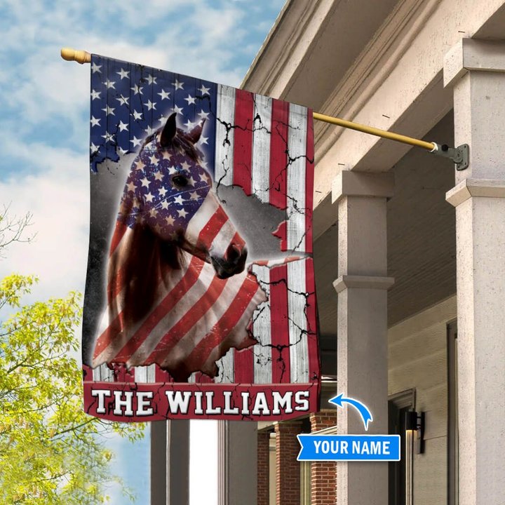 THF0271 Horse USA Personalized Flag