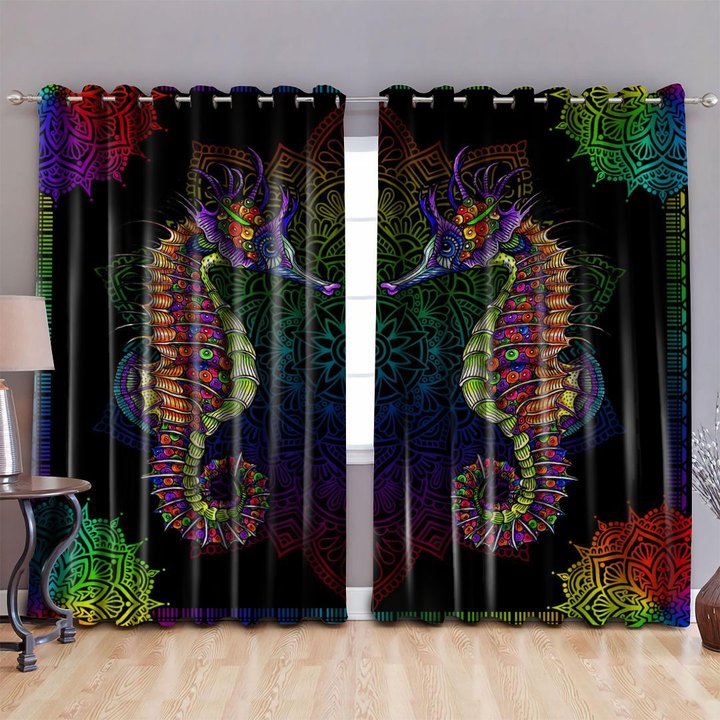 DIWA005-seahorses 2 WINDOW CURTAINS