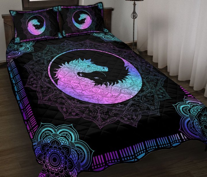 THE5064 Yin Yang dog horse Quilt Bed Set