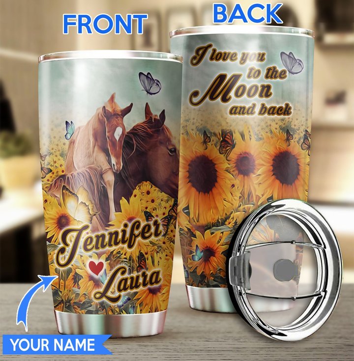 THU0133 Horse Sunflower Personalized Stainless Steel Tumbler