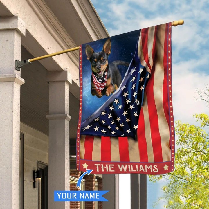 CHFD1056 Chihuahua Black Personalized House Flag