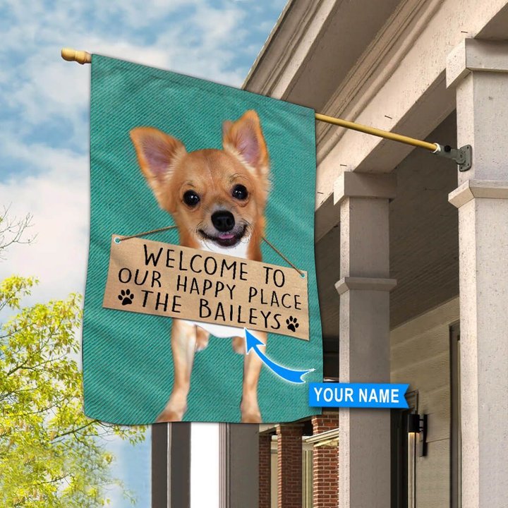 THF20072403 Chihuahua-Welcome to our happy place Personalized Flag