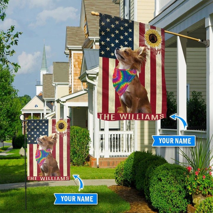 MHFCHO212 Chihuahua Hippie Personalized Flag