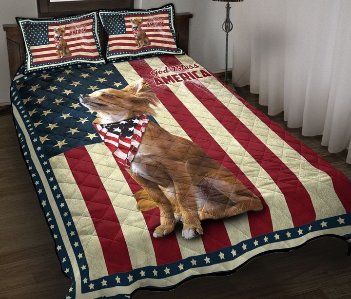 Chihuahua God Bless America Quilt Bed Set & Quilt Blanket