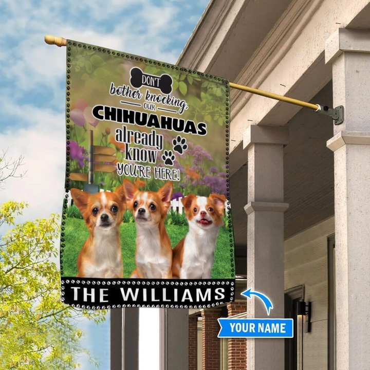 BIF1409 Chihuahua Don't bother knocking personalized flag