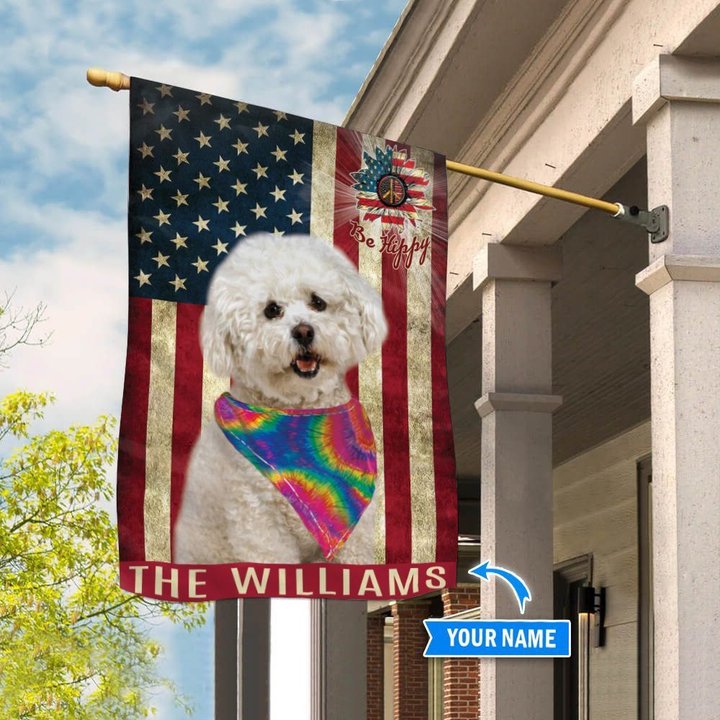 MHFCHO210 Bichon Frisé Hippie Personalized Flag