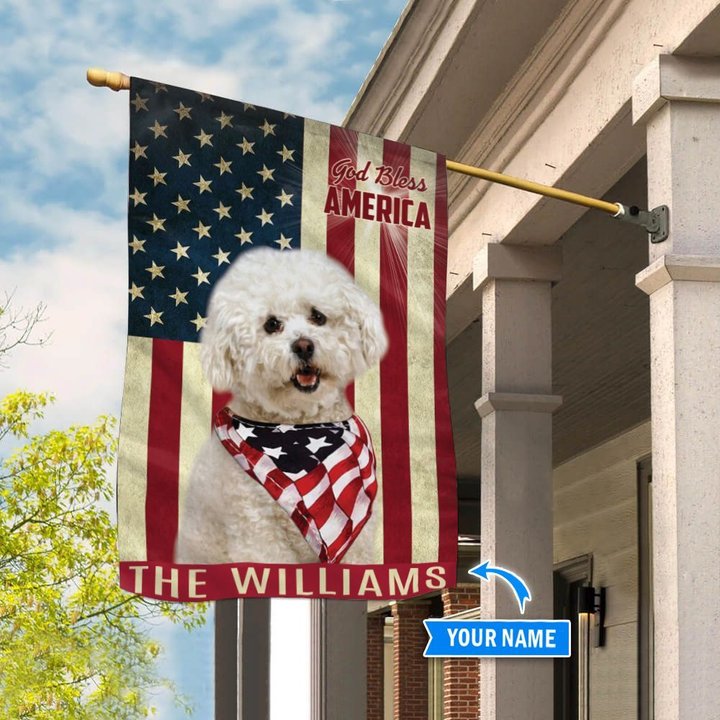 THF0163 Bichon Frisé God Bless America Personalized Flag