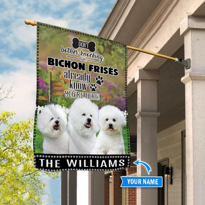 BIF1411 Bichon Frisé Don't bother knocking Personalized Flag